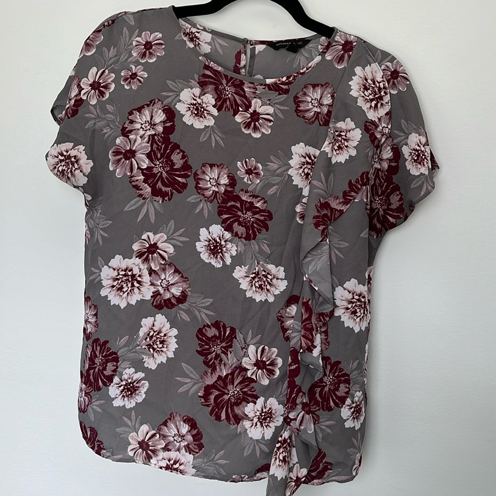 Banana republic blouse with purple flowers
